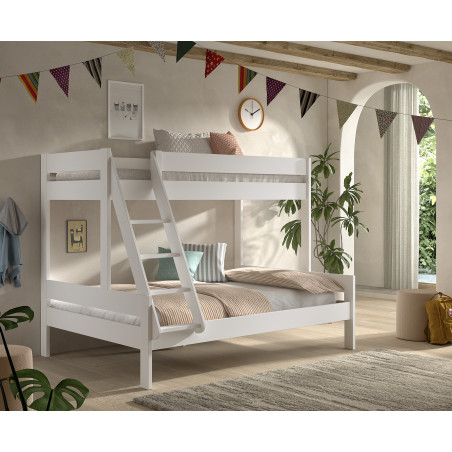 Lit de famille + ANNIE 140 x 200 cm - Pin scandinave, blanc