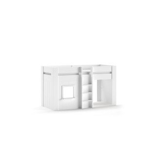 Lit mi-hauteur LOUISON 90 x 200 cm - MDF, blanc