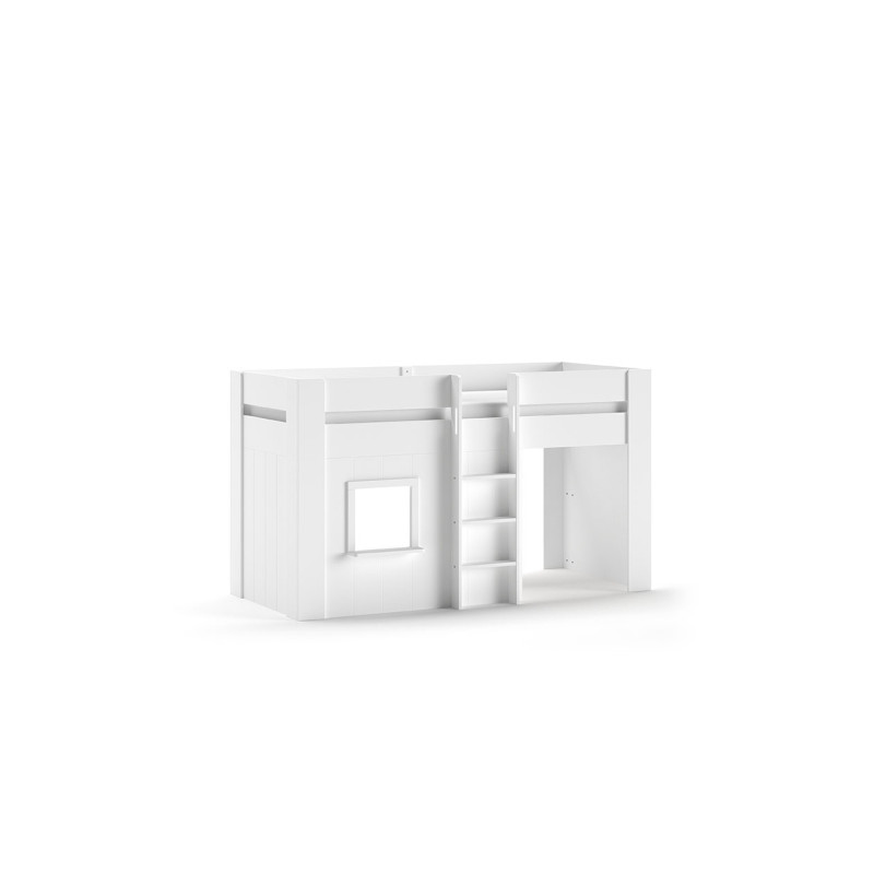 Lit mi-hauteur LOUISON 90 x 200 cm - MDF, blanc