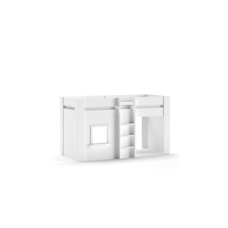 Lit mi-hauteur LOUISON 90 x 200 cm - MDF, blanc