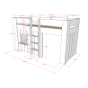Lit mi-hauteur LOUISON 90 x 200 cm - MDF, blanc