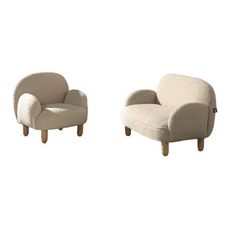 Ensemble mini canapé simple et mini canapé double TITOUAN - Métal, beige