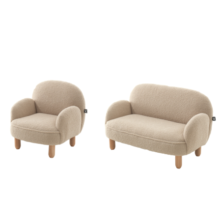 Ensemble mini canapé simple et mini canapé double TITOUAN - Métal, beige