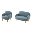 Ensemble mini canapé simple et mini canapé double TITOUAN - Métal, bleu