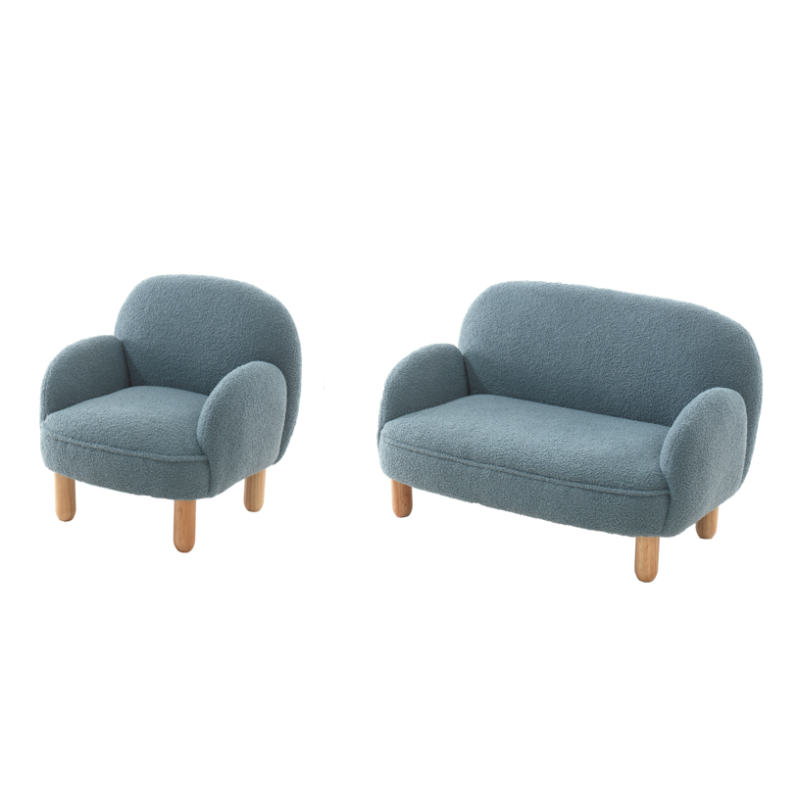 Ensemble mini canapé simple et mini canapé double TITOUAN - Métal, bleu