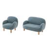 Ensemble mini canapé simple et mini canapé double TITOUAN - Métal, bleu