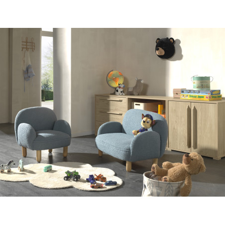 Ensemble mini canapé simple et mini canapé double TITOUAN - Métal, bleu