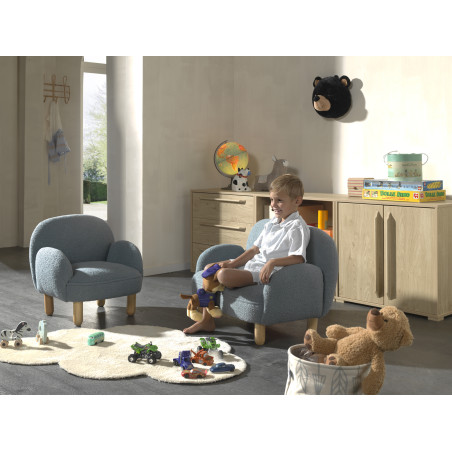 Ensemble mini canapé simple et mini canapé double TITOUAN - Métal, bleu