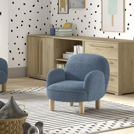 Sofa simple mini bouclé davis TITOUAN - Mousse, bleu