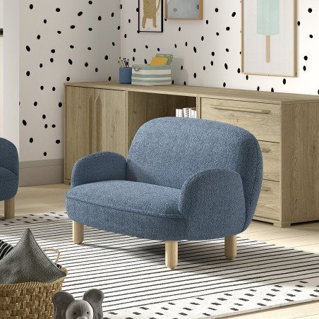 Sofa double mini bouclé davis TITOUAN - Mousse, bleu