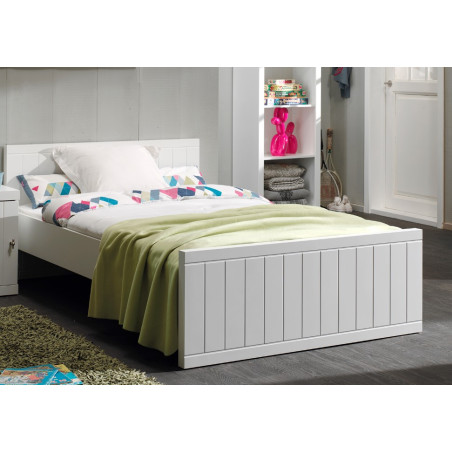 Lit CAPUCINE 120 x 200 cm - MDF, blanc