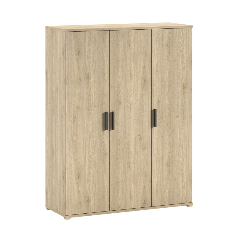 Armoire 3 portes COLIN - Panneaux de particules, chêne