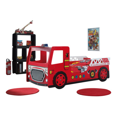 Lit fire truck lit TOMBO 90 x 200 cm - MDF, rouge