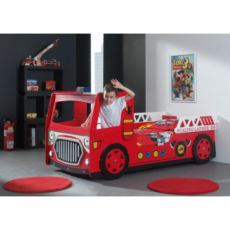 Lit fire truck lit TOMBO 90 x 200 cm - MDF, rouge