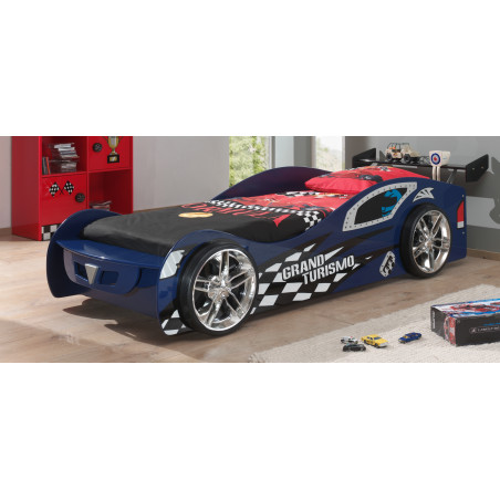 Lit grand turismo lit TOMBO 90 x 200 cm - MDF, bleu