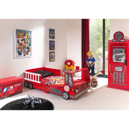 Lit junior junior fire truck lit TOMBO 70 x 140 cm - MDF, rouge