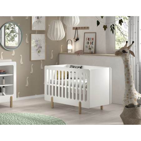 Lit bébé FANETTE 60 x 120 cm - Pin massif, blanc