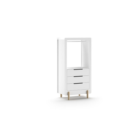 Armoire 3 tiroirs FANETTE - Pin massif, blanc