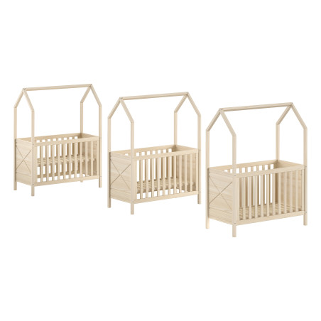 Lit bébé PIERROT 60 x 120 cm - Pin massif, nature