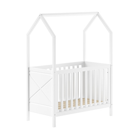 Lit bébé PIERROT 60 x 120 cm - Pin massif, blanc
