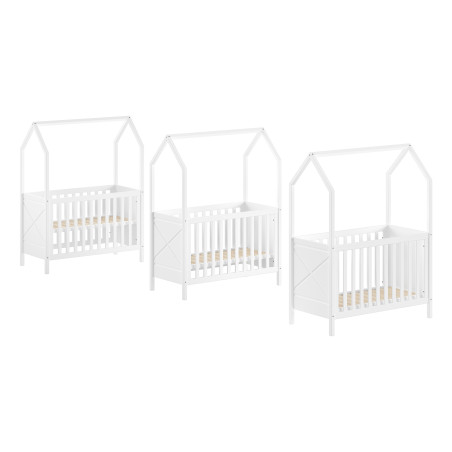 Lit bébé PIERROT 60 x 120 cm - Pin massif, blanc