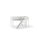 Lit mi-hauteur avec toboggan PIERROT 90 x 200 cm - Pin scandinave, blanc