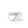 Lit mi-hauteur avec toboggan PIERROT 90 x 200 cm - Pin scandinave, blanc