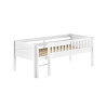 Lit mi-hauteur bas avec échelle PIERROT 90 x 200 cm - Pin scandinave, blanc