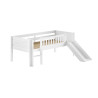 Lit mi-hauteur bas avec toboggan PIERROT 90 x 200 cm - Pin scandinave, blanc