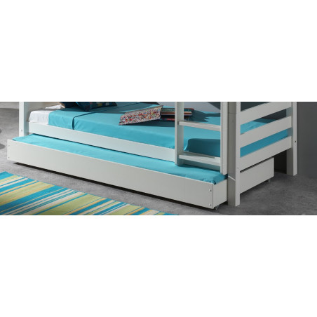 Lit gigogne PIERROT 90 x 190 cm - Pin scandinave, blanc