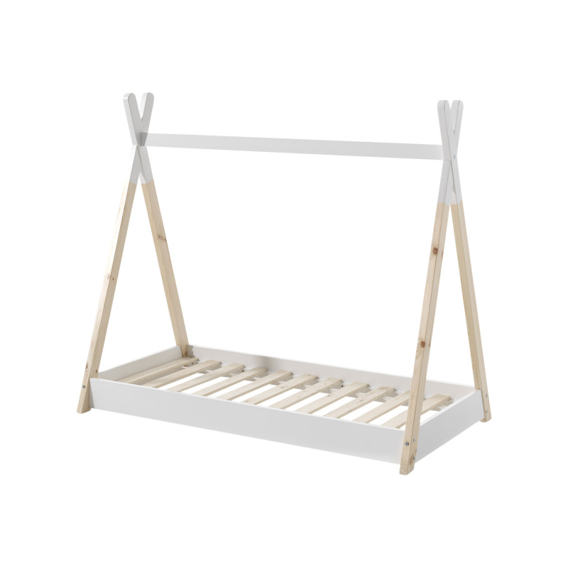 Lit junior WINONA 70 x 140 cm - Pin massif, nature/blanc