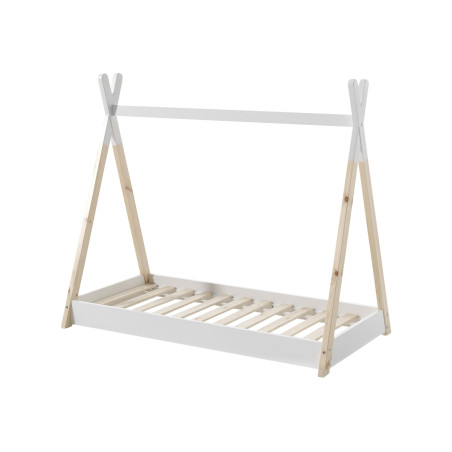 Lit junior WINONA 70 x 140 cm - Pin massif, nature/blanc