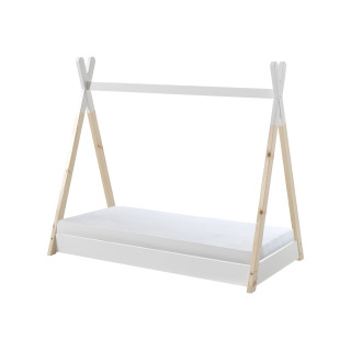 Ensemble lit junior et matelas Junior Soft WINONA 70 x 140 cm - Pin massif, blanc/nature