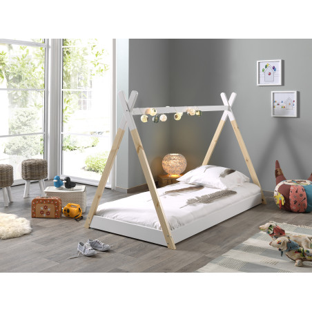Lit WINONA 90 x 200 cm - Pin massif, nature/blanc