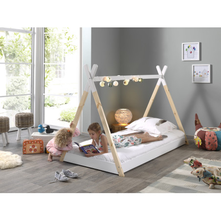 Lit WINONA 90 x 200 cm - Pin massif, nature/blanc