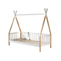 Lit avec grille bi-couleur WINONA 90 x 200 cm - Pin massif, nature/blanc