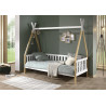 Lit avec grille bi-couleur WINONA 90 x 200 cm - Pin massif, nature/blanc