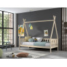 Lit avec grille WINONA 90 x 200 cm - Pin massif, nature