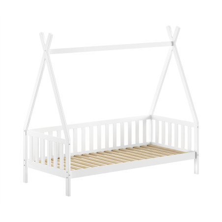 Lit avec grille WINONA 90 x 200 cm - Pin massif, blanc