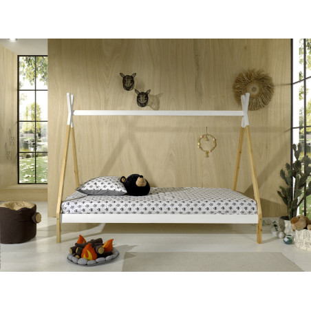 Lit sans grille WINONA 90 x 200 cm - Pin massif, nature/blanc