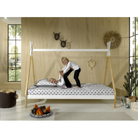 Lit sans grille WINONA 90 x 200 cm - Pin massif, nature/blanc