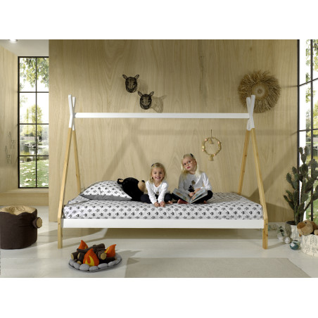 Lit sans grille WINONA 90 x 200 cm - Pin massif, nature/blanc