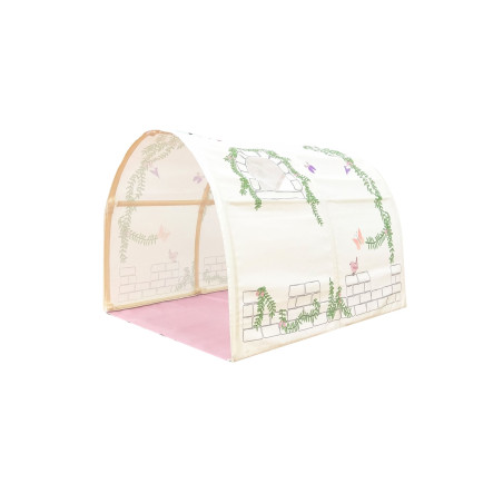 Textiles birdy tunnel pour lit compact camille/pierrot COLOMBINE - 100% Coton, rose/blanc