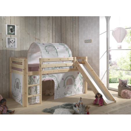 Textiles birdy tunnel pour lit compact camille/pierrot COLOMBINE - 100% Coton, rose/blanc