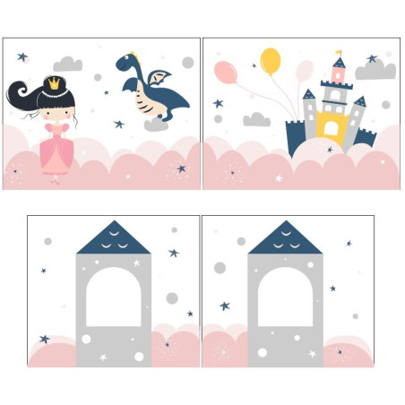 Textiles princess sophie housse pour lit compact camille/pierrot COLOMBINE - 100% Coton, rose/blanc