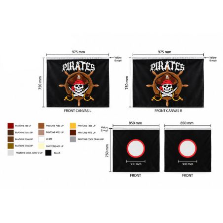 Housse textile motif Pirates pour lit mi-hauteur CAMILLE et PIERROT - 100 % polyester, noir