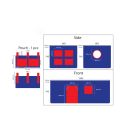 Housse textile motif Domino pour lit mi-hauteur CAMILLE et PIERROT - 100 % polyester, bleu/rouge