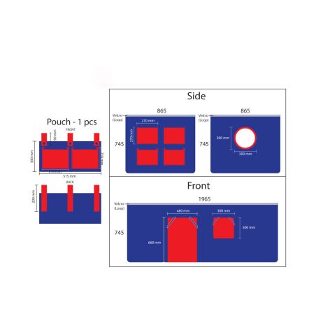 Housse textile motif Domino pour lit mi-hauteur CAMILLE et PIERROT - 100 % polyester, bleu/rouge