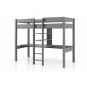 Lit mezzanine sans fauteuil CAMILLE 90 x 200 cm - Pin massif, gris