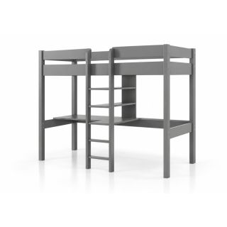 Lit mezzanine sans fauteuil CAMILLE 90 x 200 cm - Pin massif, gris